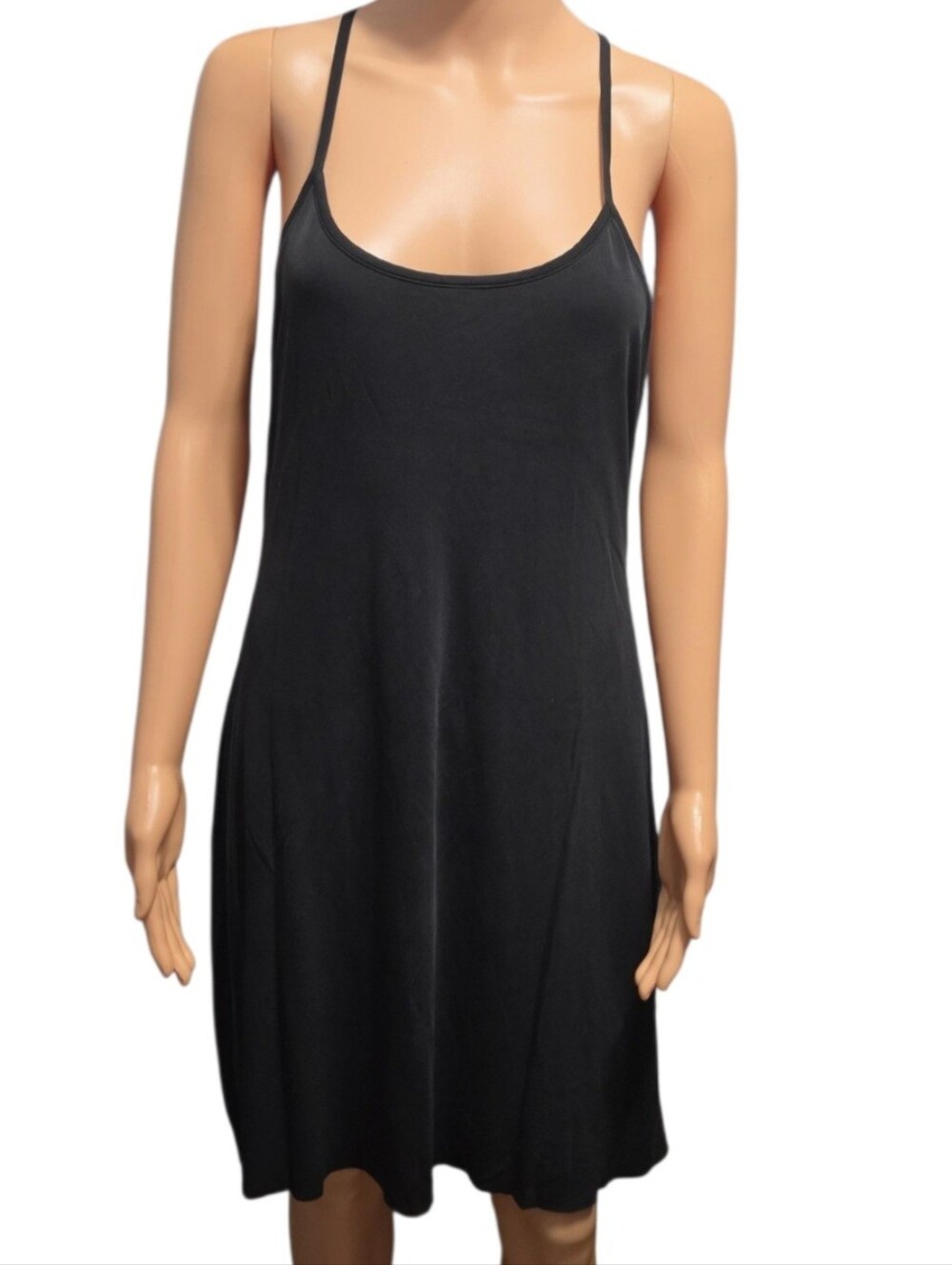 Eileen Fisher Silk Stretch Black Minimalist Jersey Cami Dress Sz S